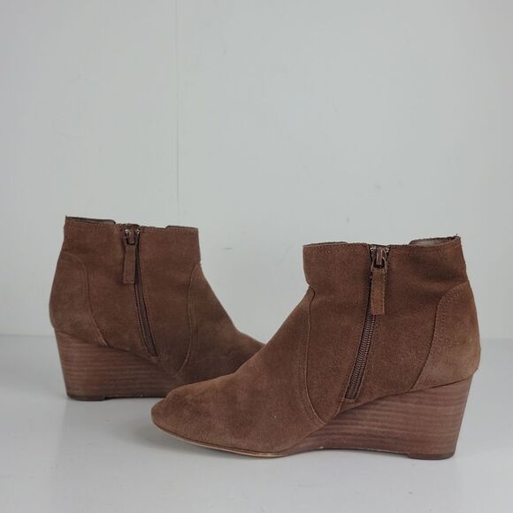Violet & Red Wedge Brown Suede Leather Women's Ankle Boots - Picture 11 of 16